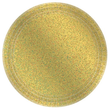 Prismatic Gold Round Plates 17cm 8pk - Party Savers
