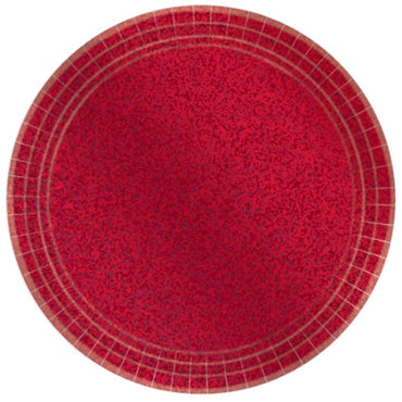 Apple Red Prismatic Round Paper Plates 17cm 8pk