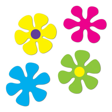 Retro Flower Cutouts 12in-13.25in 4pk - Party Savers
