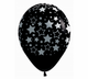 Bold Stars Printed Black Latex Balloons 30cm 12PK - Party Savers