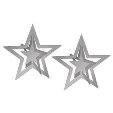 Pkgd 3D Foil Hanging Stars 12in. 2pk - Party Savers