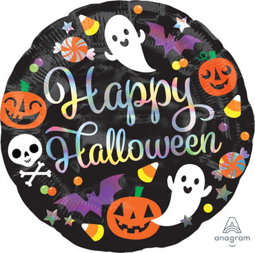 Happy Halloween Holographic Iridescent Foil Balloon 45cm - Party Savers