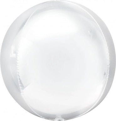 White Orbz Foil Balloon 38cm x 40cm - Party Savers