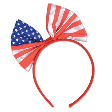 Patriotic Bow Headband Each - Party Savers