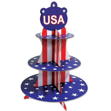 Patriotic Cupcake Stand 16in Each - Party Savers