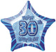 Blue Glitz 30th Birthday Star Foil Balloon 50cm - Party Savers