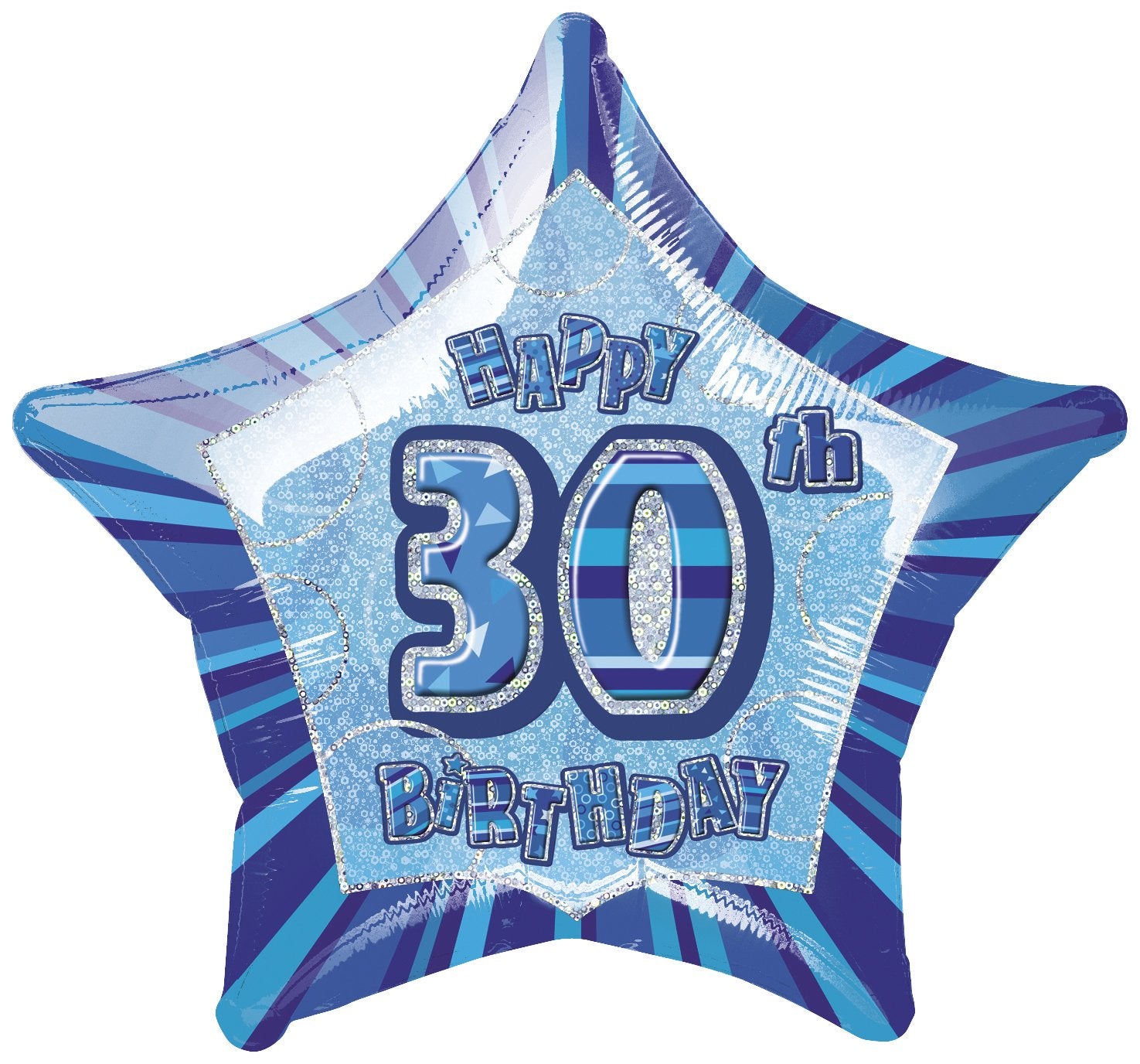 Black Glitz 30th Birthday Star Foil Balloon 50cm - Party Savers
