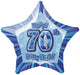 Blue Glitz 70th Birthday Star Foil Balloon 50cm - Party Savers