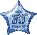 Black Glitz 70th Birthday Star Foil Balloon 50cm - Party Savers