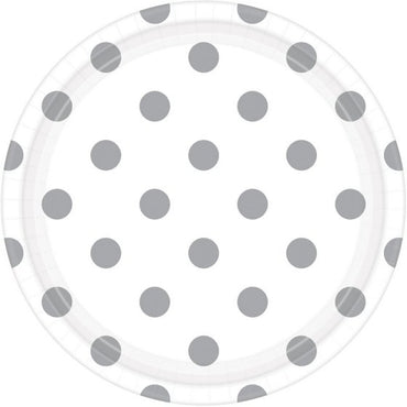 Frosty White Dots Round Paper Plates 23cm 8pk