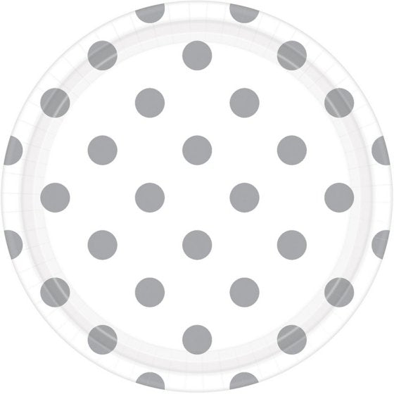 Frosty White Dots Round Paper Plates 23cm 8pk