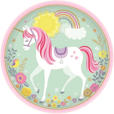 Magical Unicorn Round Plates 23cm 8pk - Party Savers