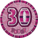 Glitz Pink 30 Jumbo Birthday Badge Each