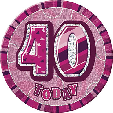 Glitz Pink 40 Jumbo Birthday Badge Each