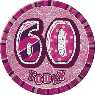 Glitz Pink 60 Jumbo Birthday Badge Each