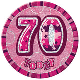 Black Glitz Birthday Badge - 70 - Party Savers