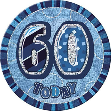 Glitz Blue 60 Jumbo Birthday Badge Each