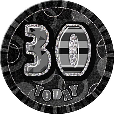 Glitz Black 30 Jumbo Birthday Badge Each