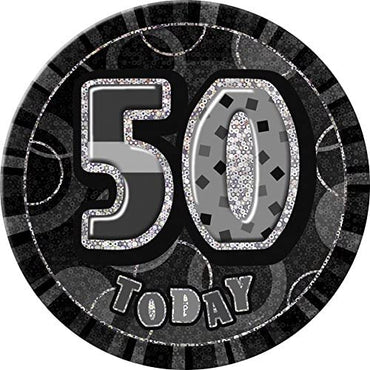 Glitz Black 50 Jumbo Birthday Badge Each