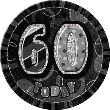 Glitz Black 60 Jumbo Birthday Badge Each