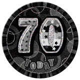 Black Glitz Birthday Badge - 70 - Party Savers