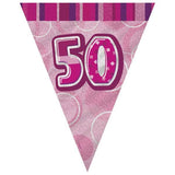Black Glitz 50th Flag Banner 3.65m - Party Savers