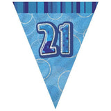 Black Glitz 21st Flag Banner 3.65m - Party Savers
