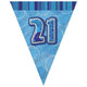 Blue Glitz 21st Flag Banner 3.65M - Party Savers