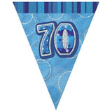 Black Glitz 70th Flag Banner 3.65m - Party Savers