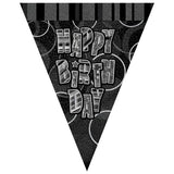 Black Glitz Happy Birthday Flag Banner 3.65m - Party Savers