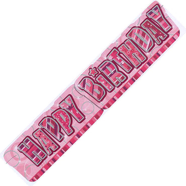 Pink Glitz Giant Happy Birthday Banner - Party Savers