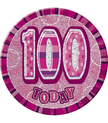 Glitz Pink 100 Jumbo Birthday Badge Each