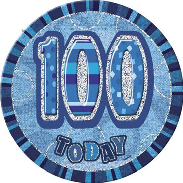 Glitz Blue 100 Jumbo Birthday Badge Each