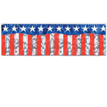 Metallic Stars And Stripes Fringe Banner 14in x 4ft Each - Party Savers