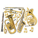 Gold Foil Musical Instruments Cardboard Cutouts 15pk - Party Savers