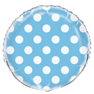Pastel Blue Dots Round Foil Balloon 45cm - Party Savers