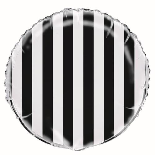 Black Stripes Foil Balloon 45cm - Party Savers
