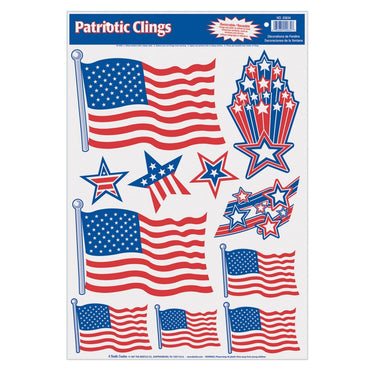 Patriotic Clings 12in x 17in 11pk - Party Savers