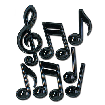 Black Plastic Musical Notes 33cm 7pk - Party Savers