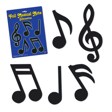 Foil Musical Notes Silhouettes 12pk - Party Savers