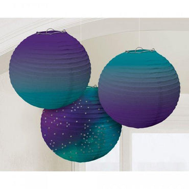 Sparkling Sapphire Ombre Round Paper Lanterns 24cm