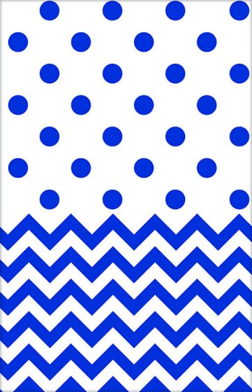 Bright Royal Blue Chevron Plastic Tablecover 1.37m x 2.59m Each