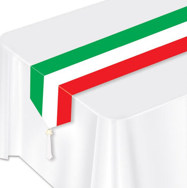 Printed Red, White & Green Table Runner 11in x 6ft. Each - Party Savers