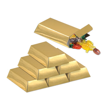 Foil Gold Bar Favor Boxes 12pk - Party Savers