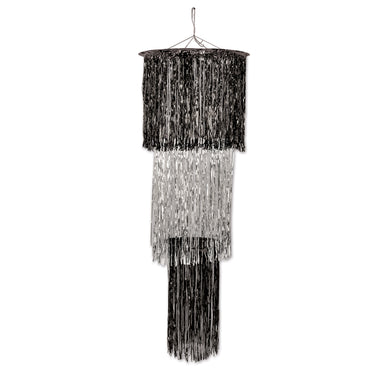 Black and Silver 3-Tier Shimmering Chandelier 4ft Each