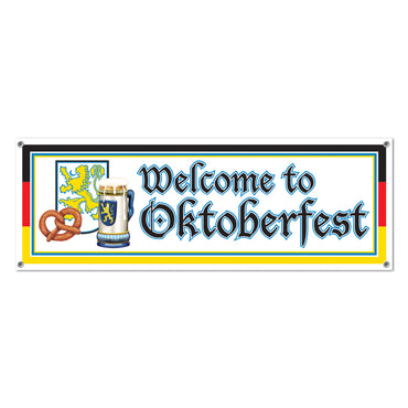 Welcome To Oktoberfest Sign Banner 152cm x 53cm - Party Savers