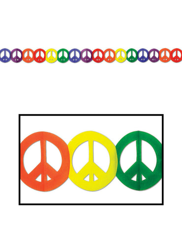 Peace Sign Garland 5.75in x 12ft - Party Savers