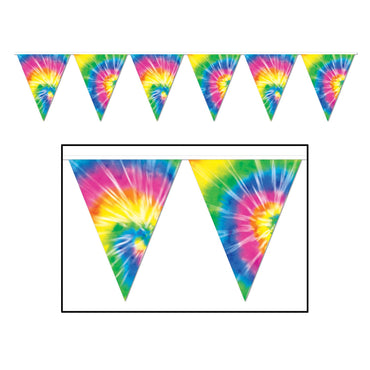 Tie-Dyed Pennant Banner 28cm x 3.65cm - Party Savers
