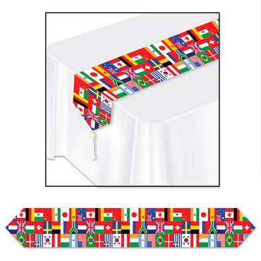 Printed International Flag Table Runner 28cm x 182cm - Party Savers