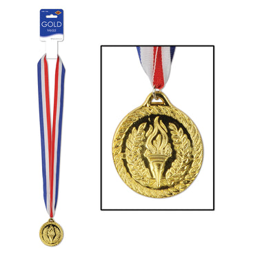 Gold Medal With Ribbon 5cm - Party Savers
